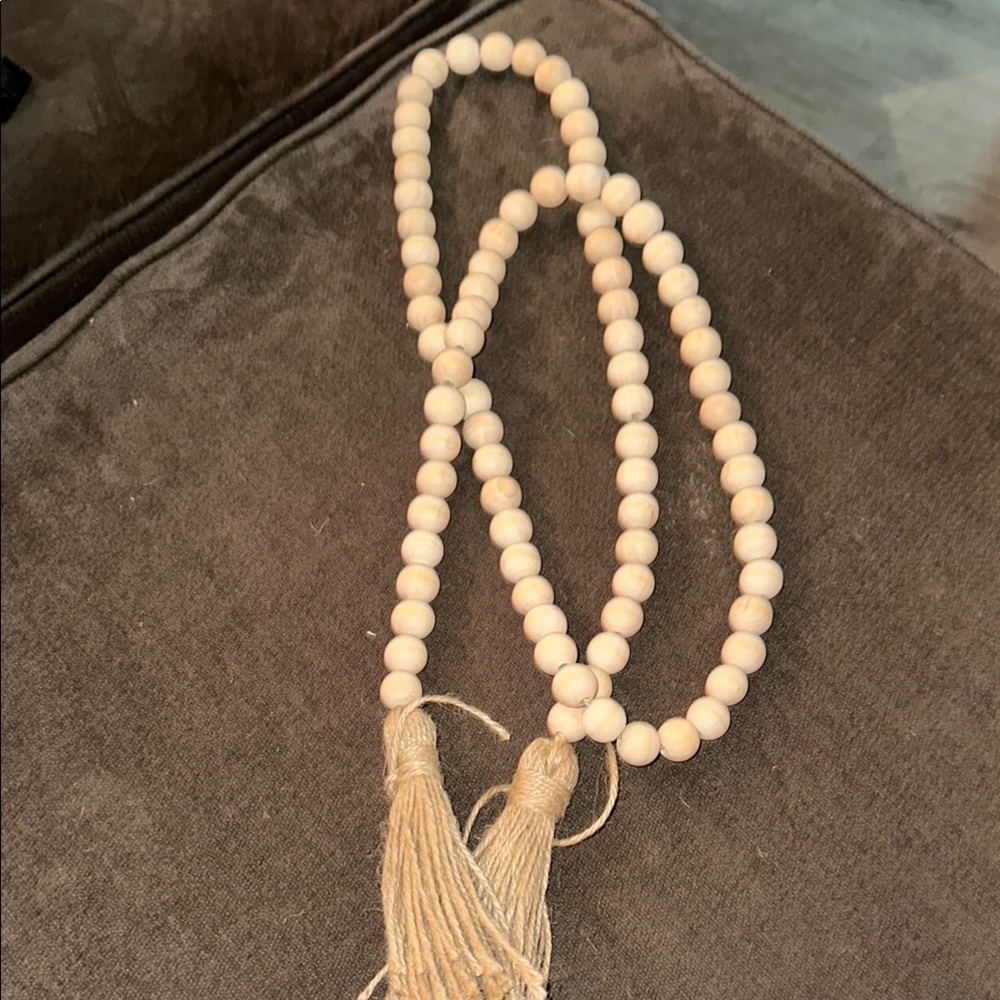 Wooden Bead Necklace with Tassel